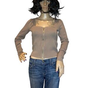 Abercrombie & Fitch Zip-Up Notch-Neck Slimming Top Sweater Shirt Size Medium EUC